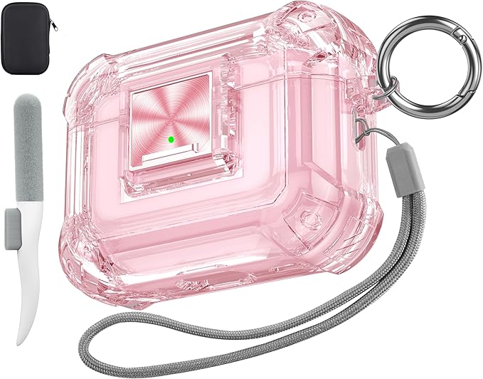 Valkit Compatible Airpods Pro 2nd/1st Generation Case Clear with Cleaner Kit & Lock, Soft TPU Airpod Pro 2/1 Case Shockproof iPods Pro 2 Protective Case for Airpods Pro Gen 2nd/1st(2023/2022/2019)