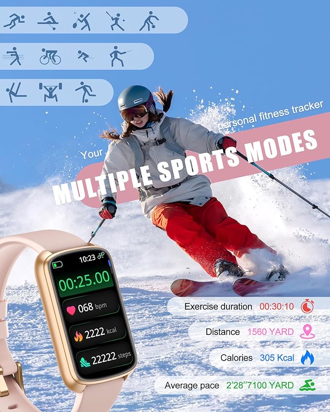 RLQA Fitness Tracker, Smart Watch for Women Men with 24/7 Heart Rate/Blood Pressure/Blood Oxygen Monitor,Sleep Tracker,Step & Calorie Counter, IP68 Waterproof Fitness Watches for Android&iPhone