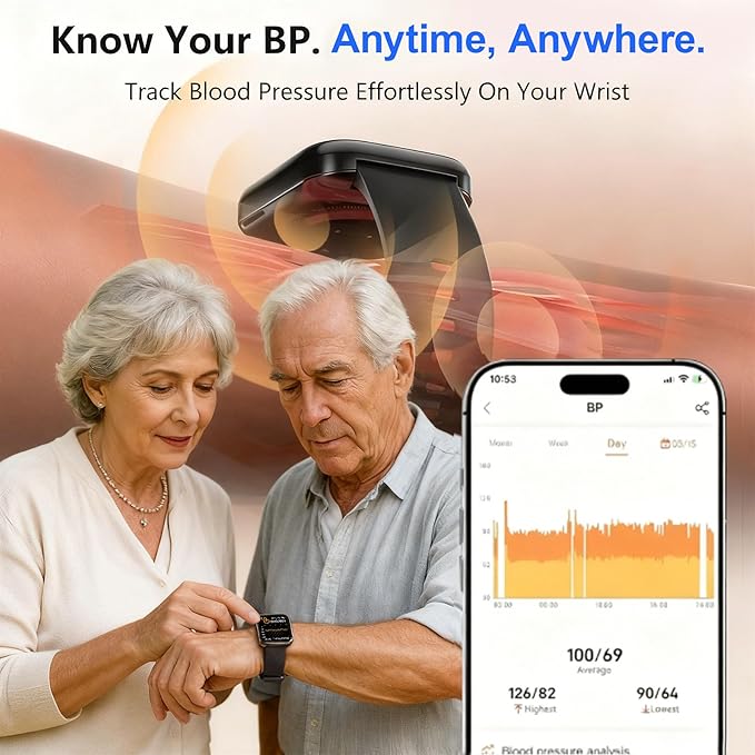 Health Smart Watches for Men Women - 1.87'' Large Display Fitness Trackers Watch with Heart Rate, Blood Pressure, Blood Oxygen, Sleep & Stress Track, 110+ Sports Modes, IP68 Waterproof Watch,Black
