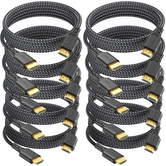 8K HDMI Cable 10-Pack 6FT, HDMI 2.1 Cord Multi Pack 48Gbps Ultra High Speed Cable, Supports 8K@60Hz & 4K@240Hz/165/144Hz, HDR, eARC, VRR, Compatible with PS4/PS5, Xbox Series X, Switch, PC, Monitor