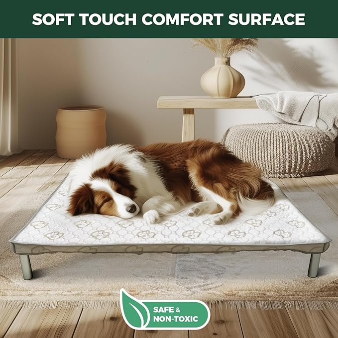 FXW TitanNest Chew-Proof Elevated Dog Bed, Raised Cot for Indoor/Outdoor/Camping Use, Durable & Washable Padded Pet Bed with Exclusive Cover for Large Dogs, 47.0" L x 29.0" W x 7.3" H, Black