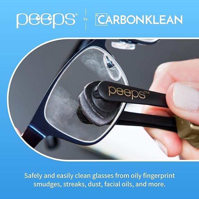 CarbonKlean Peeps Eyeglass Lens Cleaner - Efficient and Durable Carbon Microfiber Technology - Exclusively Used by NASA - 500 Uses (Green, 2 Pack)