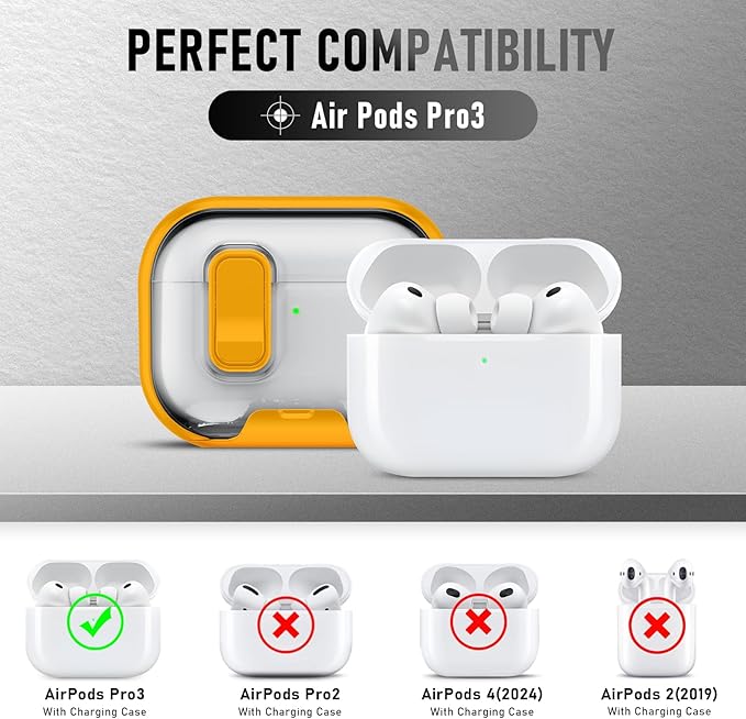 for AirPods Pro 3 Case (2025) with Phone Stand & Cleaner Kit, Cute Soft Silicone Cover for AirPods Pro 3rd Genera case with Keychain for Women Men with Keychain for Airpod Pro case(2025) Yellow