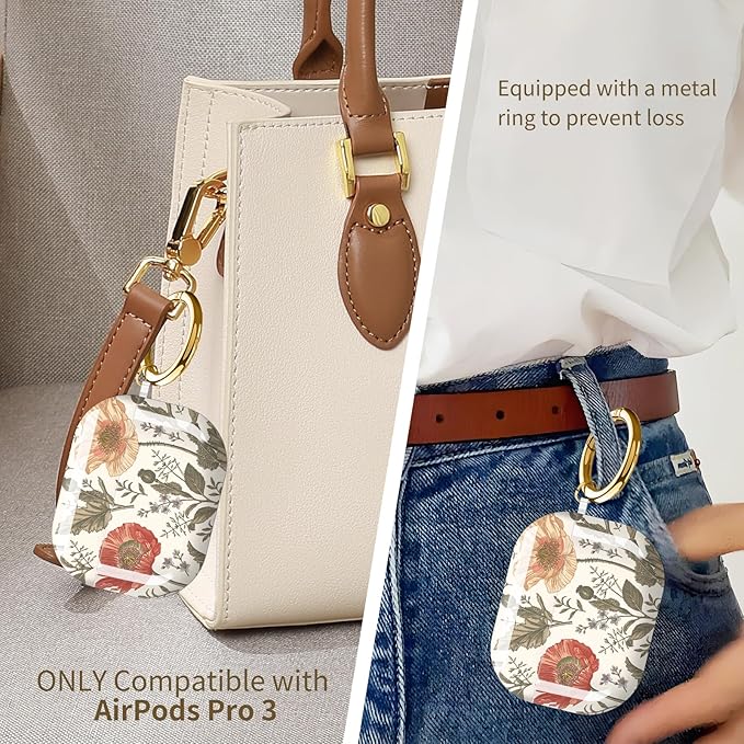 Compatible with AirPods Pro 3 Case 2025 for Women Girls – Cute Shockproof Protective Cover with Gold Round Buckle, Anti-Drop Soft Case for AirPod Pro 3rd Gen (Cute Flower)