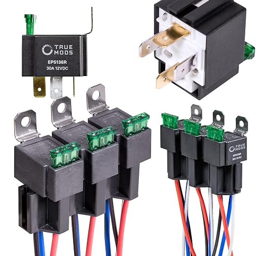 True MODS 6 Pack Bosch Style 4-Pin 12V Fused Relay Kit SPST 30 Amp
