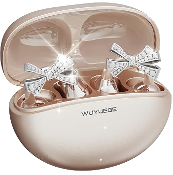 2026 Open Ear Clip On Earbuds with Detachable Butterfly Earrings, Bluetooth 6.0 Wireless Headphones for Women, 50H Playtime, Lightweight & Pain-Free Fit for Small Ears, IPX6，Great Gift (Gold)