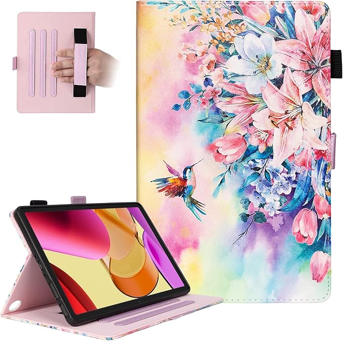 Dteck for Amazon Fire Max 11 Tablet Case, 11" (2023) - PU Leather Slim Case with Auto Sleep mode, Fold Stand, Adjustable Angles, Cute Pink Flowers