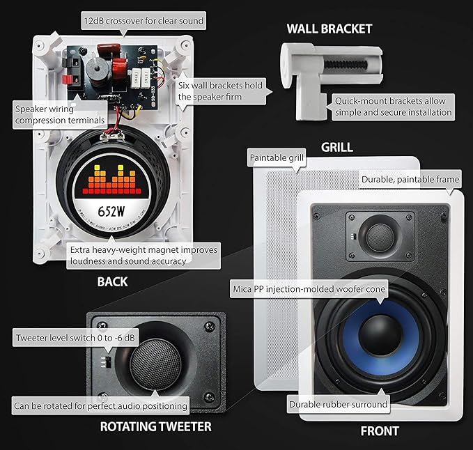 652W Silver Ticket in-Wall Speaker with Pivoting Tweeter (6.5 Inch in-Wall)