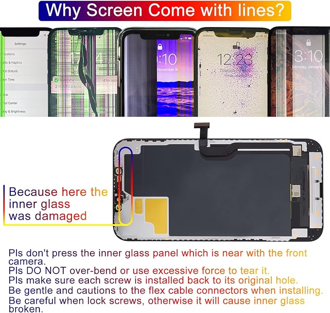 for iPhone 12 Pro Max Screen Replacement 6.7', 3D Touch Display Full Repair kit, Digitizer Assembly with Tools Set, Tempered Glass, Instruction