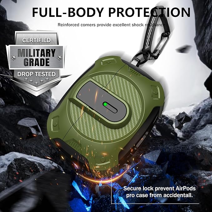 RFUNGUANGO for AirPods Pro 2nd Generation Protective case, 2024 New Space-Themed Protective case. Compatible with Airpods Pro 1/2 and, Works with MagSafe. [Greener]