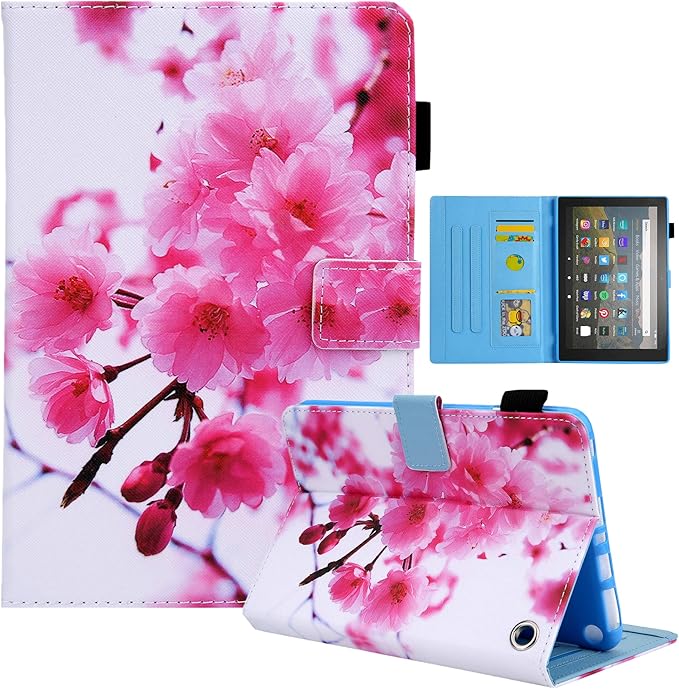 Dteck for Fire Max 11 (13th Generation) Tablet Case 11" 2023, PU Leather Protective Fold Stand Case with Auto Sleep Wake, Adjustable Viewing Angles, 4 Card Slots, Cute Slim Folio Case, Pink Blossom