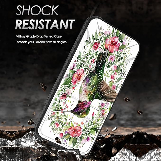for Galaxy S25 FE Case Built in Slide Camera Lens Cover,Heavy Duty Shockproof Protection Dual Layer Case for Samsung Galaxy S25 FE 6.7" 2025,Dandelions and Birds