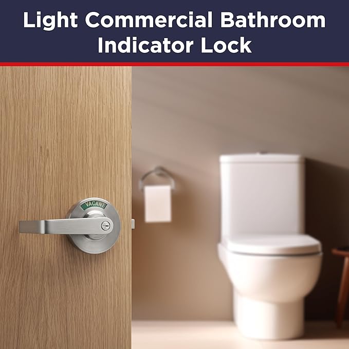 Commercial Door Handle Lock, Bathroom Locks for Home Doors, Vacant Occupied Bathroom Restroom Door Handles, Privacy Lock, Occupied Door Handle (Silver)