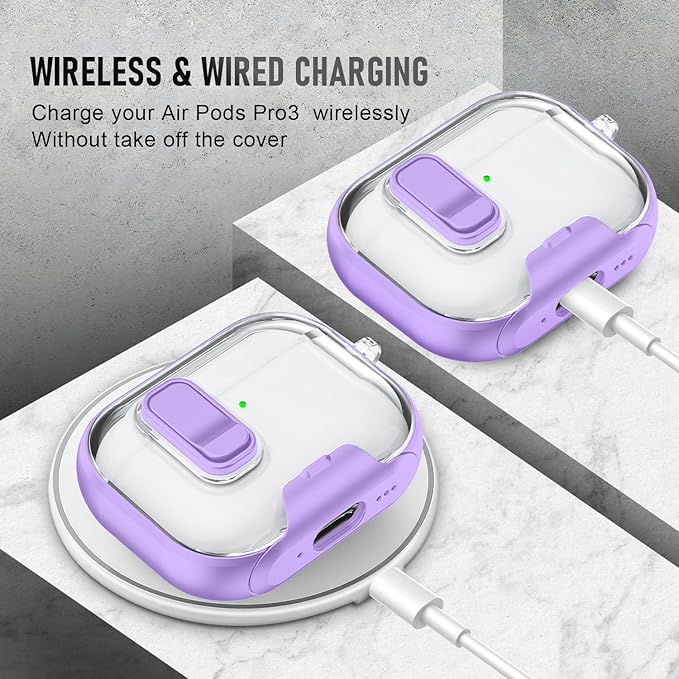 for AirPods Pro 3 Case (2025) with Phone Stand & Cleaner Kit, Cute Soft Silicone Cover for AirPods Pro 3rd Genera case with Keychain for Women Men with Keychain for Airpod Pro case(2025) Light Purple