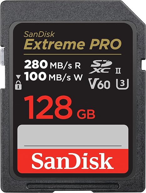 SANDISK 128GB Extreme PRO SD Memory Card, Up to 280MB/s Read Speeds, UHS-II
