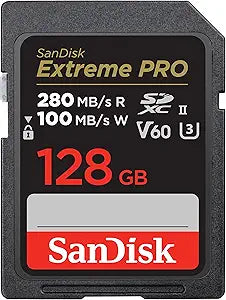 SANDISK 128GB Extreme PRO SD Memory Card, Up to 280MB/s Read Speeds, UHS-II