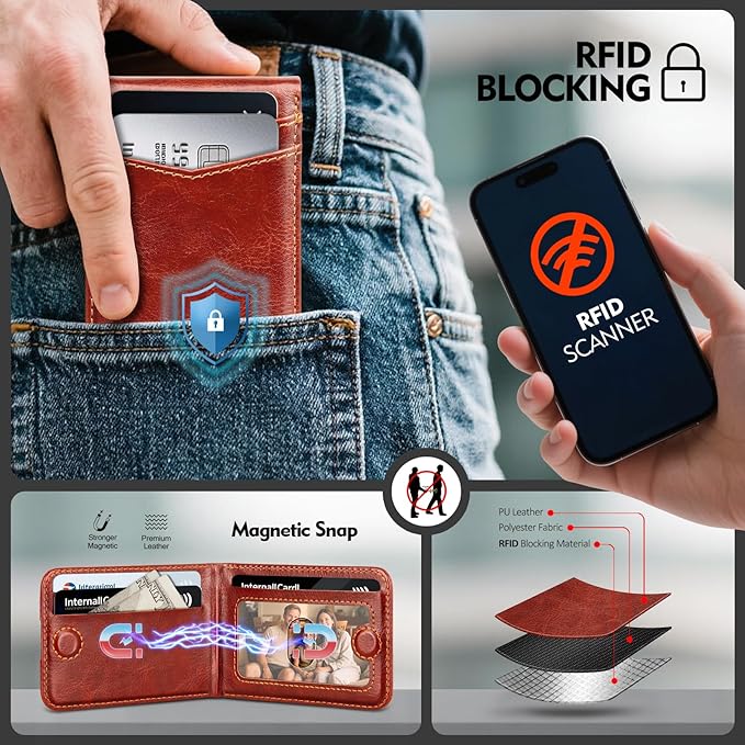 Compatible with Magsafe Case with Card Holder for Men Women Magnetic Ultra-Thin Wallet Bracket Adjustable Bracket for iPhone 17/16/15/14/13/12 Pro/Pro Max/PlusSeries,Brown