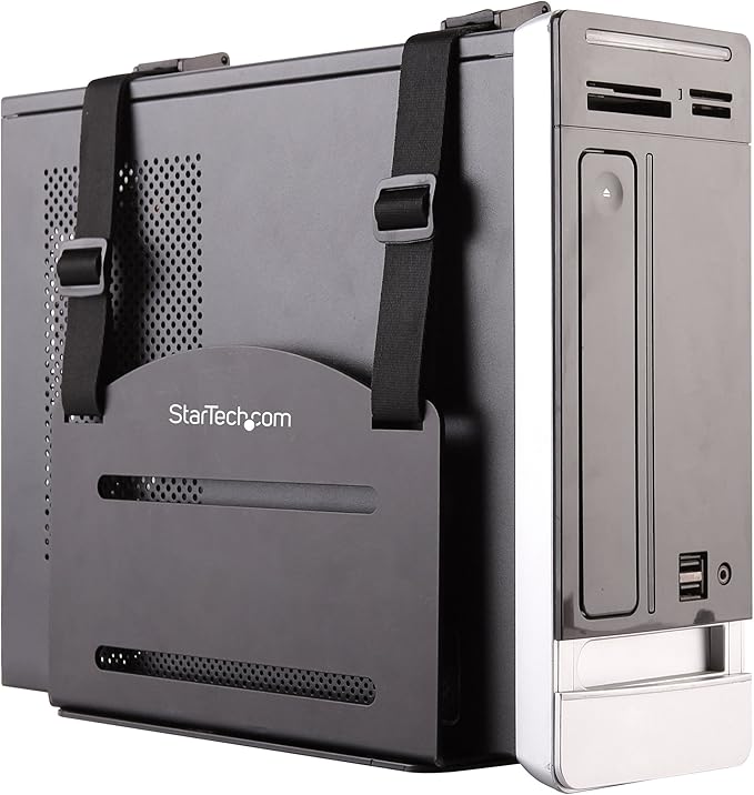 StarTech.com Wall Mount CPU Holder - Adjustable Width 4.8in to 8.3in - Metal - Computer Tower Mounting Bracket for Desktop PC (CPUWALLMNT)