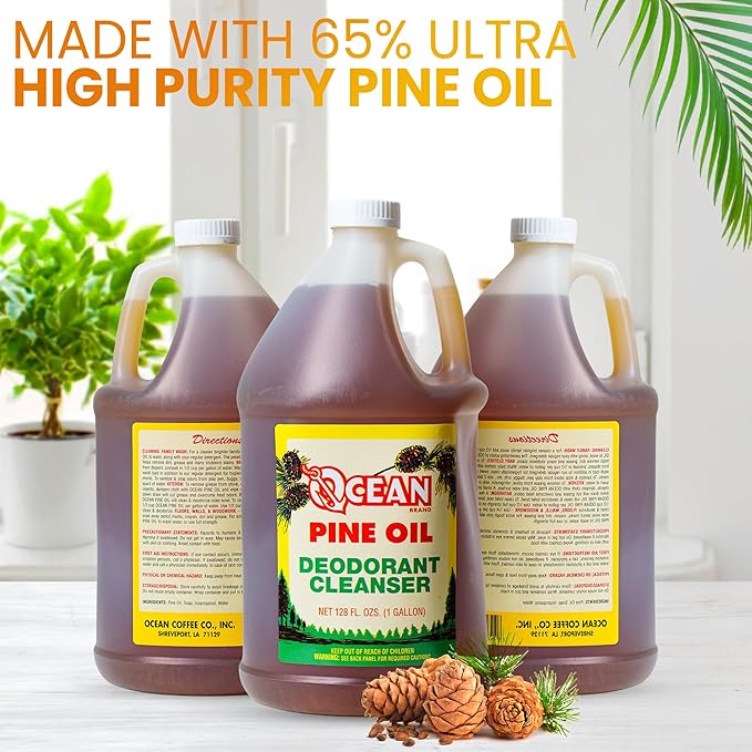 Ocean Pine Oil Cleaner Concentrate, 65% Pine Oil Deodorizer, All-Purpose Household Cleaner for Floors, Kitchen, Bathroom, Laundry, Grease & Odor Removal (2, 128 fl oz)