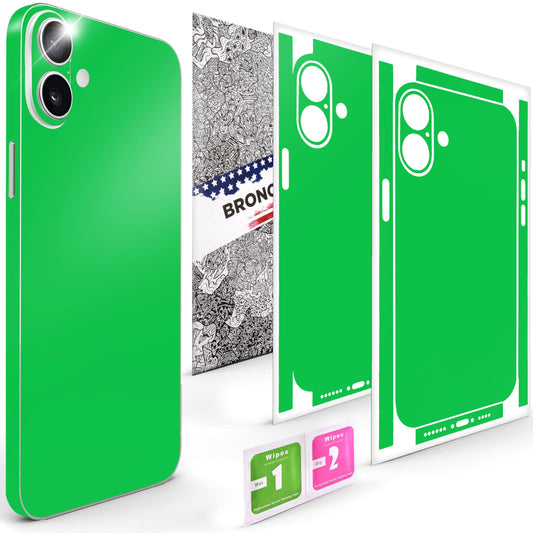2Pcs Skin Wrap Compatible for iPhone 16 – Slim Decal Vinyl Protective Film for Sides & Back – Sleek Fit, Premium Look – Compatible with All iPhone 16 Cases - Green