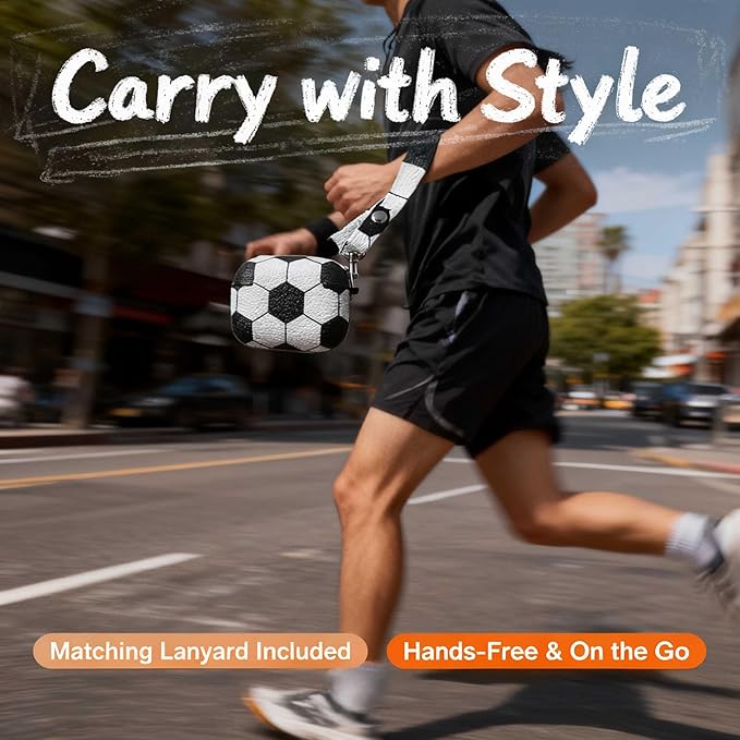 for Apple AirPods Pro 2nd Gen (2019/2022/2023) ，for AirPods Pro 2 Case Leather, Airpods Pro Soft PU Leather Case Cover with Keychain,AirPods Pro 2/1 Gen for Man Women Front LED Visible(Soccer-02)