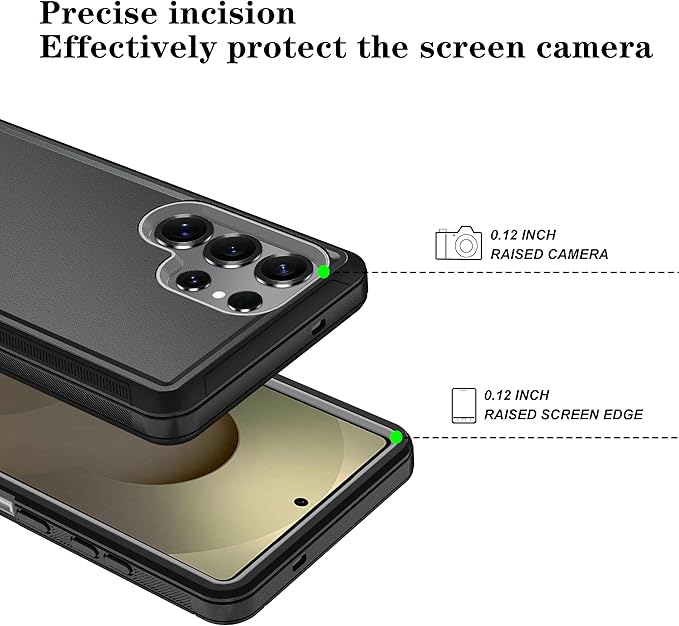 ONOLA Phone Case for Samsung Galaxy S25 Ultra Case with HD Screen Protector, Heavy Duty Shockproof & Dropproof 3-Layer Cover Phone Case for Galaxy S25 Ultra 6.9''，BlackGrey