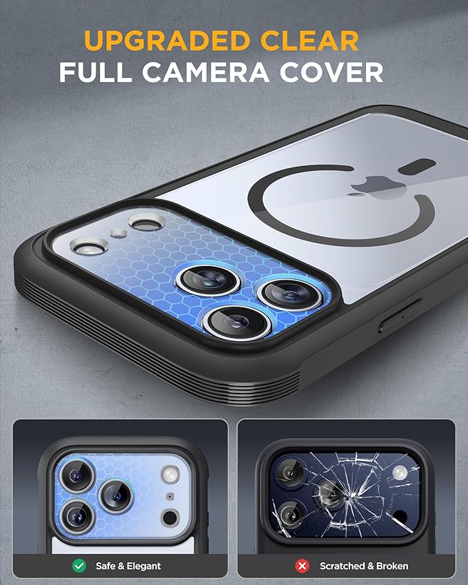 Miracase Magnetic for iPhone 17 Pro Case 6.3" [Compatible with MagSafe] Full-Body Phone Case with Built-in Glass Screen Protector & Camera Control,Drop Proof iPhone 17 Pro Cover, Black