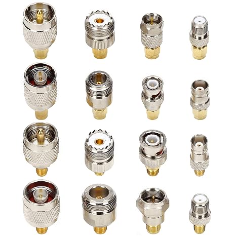 SMA Connector Kit in Adapter Standard SMA/BNC/UHF/N/F Male to Female Cable Connector Converter Converter Pack of 16