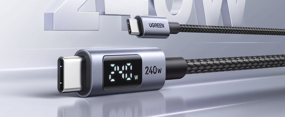 UGREEN 240W USB C Cable with Digital Display, PD 100W Fast Charging, 3.3ft