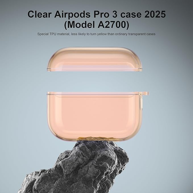 Valkit for Airpods Pro 3 Case Clear with Cleaner Kit | Soft TPU Airpods Pro 3 Generation Case | Protective Cover Shockproof | iPods Pro 3 Cases | for Air pods Pro Gen 3 2026(Clear Orange)