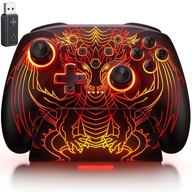 PC Controller with Hall Effect Joysticks & Trigger, Wireless PC Gaming Controller with Charging Dock & RGB Design, 1000Hz Polling Rate, No Drift, Programmable Back Buttons, Turbo, Gaming Controller for Windows PC/Switch/Android/iOS