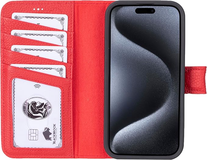 BLACKBROOK Case for iPhone 15 Pro Leather Case with Wallet, Carter Premium Leather Magnetic 2-in-1 Set for MagSafe Wallet with RFID, Cash, ID & 4 Card Slots, Compatible with iPhone 15 Pro