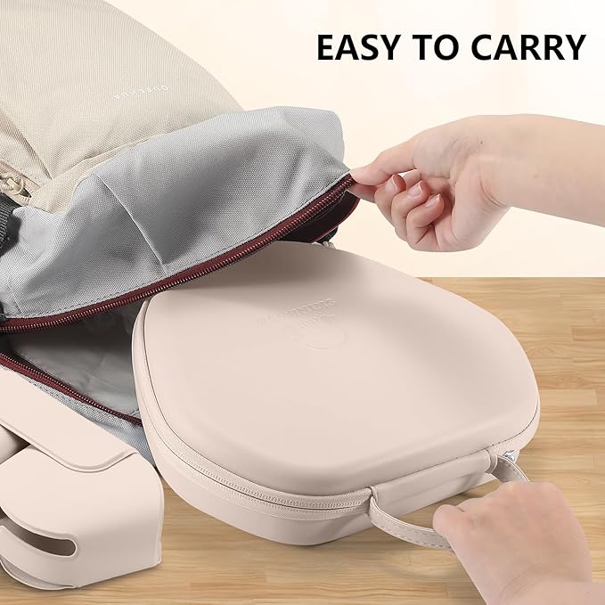 Maxjoy for AirPods Max Case [Shockproof & Dustproof] - Premium PU Leather & EVA Hybrid Hard Protective Cover, Travel Carrying Case with Storage for Apple AirPods Max Headphones (Khaki)
