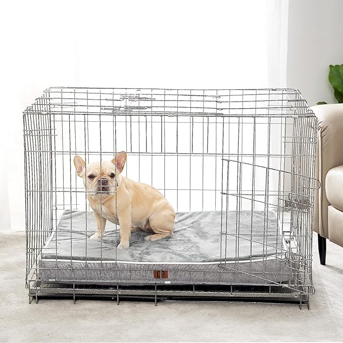 EHEYCIGA Memory Foam Dog Bed Orthopedic 30"x20"，Waterproof Pet Bed for Medium Dogs ，Washable Pet Mat with Removable Cover, Grey