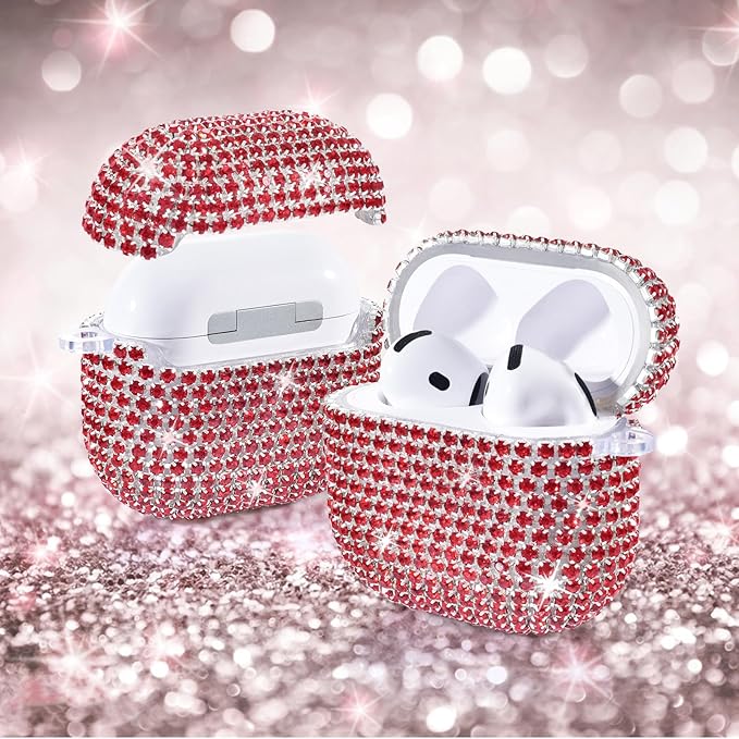 VISOOM Cute Jewelry Case for Airpods 4 Cases 2024 Cover Women, Sparkly Air pods 4 Gen Case Hard TPU Airpod Cases 4th Generation Glitter iPods 4 Cas with Bling Keychain for iPods Earbuds Airpods 4th