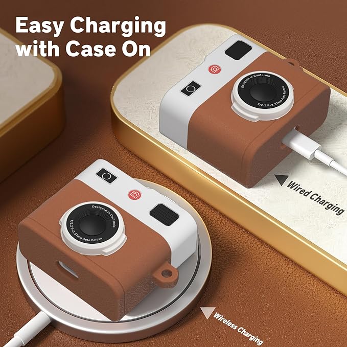 Valkit Compatible Airpods 3rd Generation Case Cover with Cleaner Kit, Cute Camera Design Airpods 3 Gen Case 2021 with Keychain Shockproof Soft Silicone Protective Case for Airpod 3rd Gen Charging Case