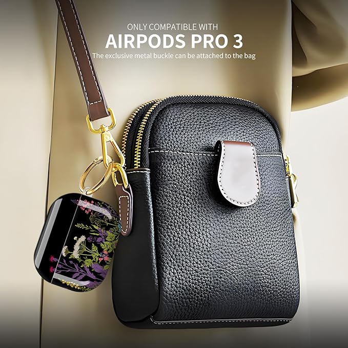 Compatible with AirPod Pro 3 (2025),Cute Case Cover for Women & Men, Full Protection Shockproof Hard Case with Keychain, Wireless Charging Case Accessories(Herb Wild Flowers)
