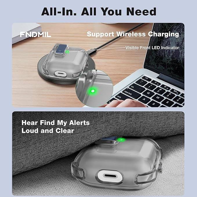Case for AirPods 1/2 Case Cover with [Lock Safety & Pop Up][Military Shockproof] Anti-Yellow Transparent Soft TPU Wireless Charging for AirPods 1st/2nd Generation Case with Keychain,Clear Black