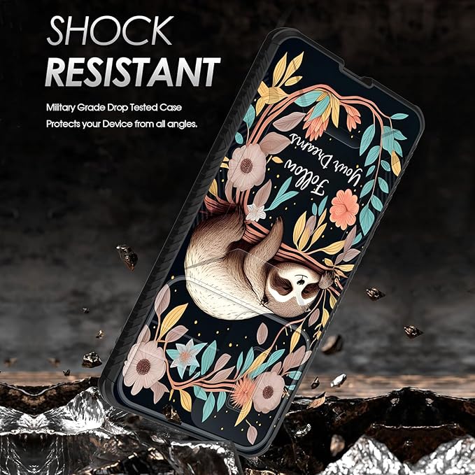 for Galaxy S25 Edge Case Built in Slide Camera Lens Cover,Heavy Duty Shockproof Protection Dual Layer Case for Samsung Galaxy S25 Edge 2025,Cute Baby Sloth On The Tree