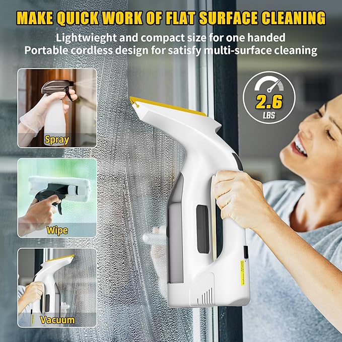 Electric Window Vacuum Squeegee Cordless 11", Window Cleaner with 2.2KPA MAX Suction, Perfect for Showers, Mirrors, Glass, Countertops