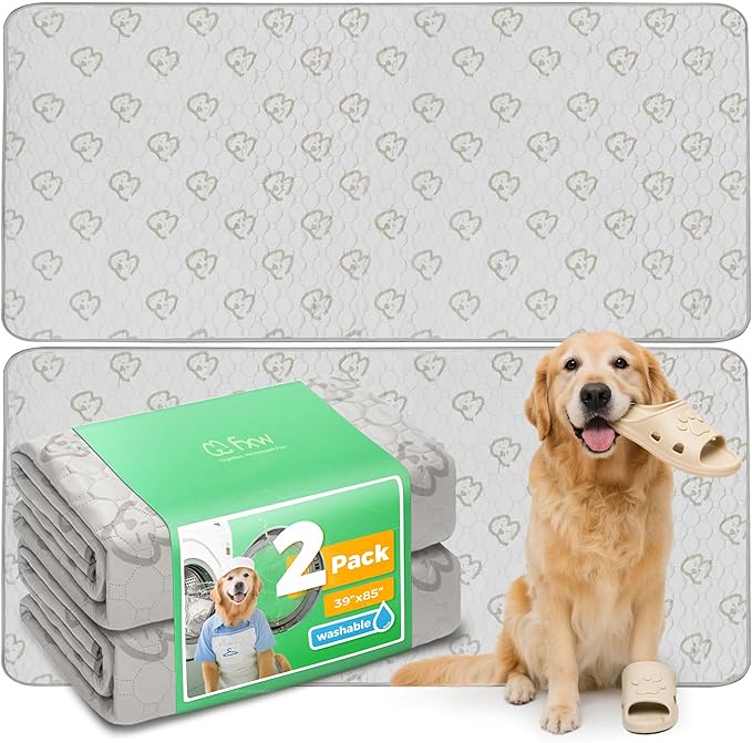 FXW Washable Pee Pads for Dogs, Puppy Pads with Super Absorbent, Specifically Designed for FXW Rollick/Homeplus 24inch 8 Panels Dog Playpen, 39" x 85" Rectangle, Khaki, 2 Packs