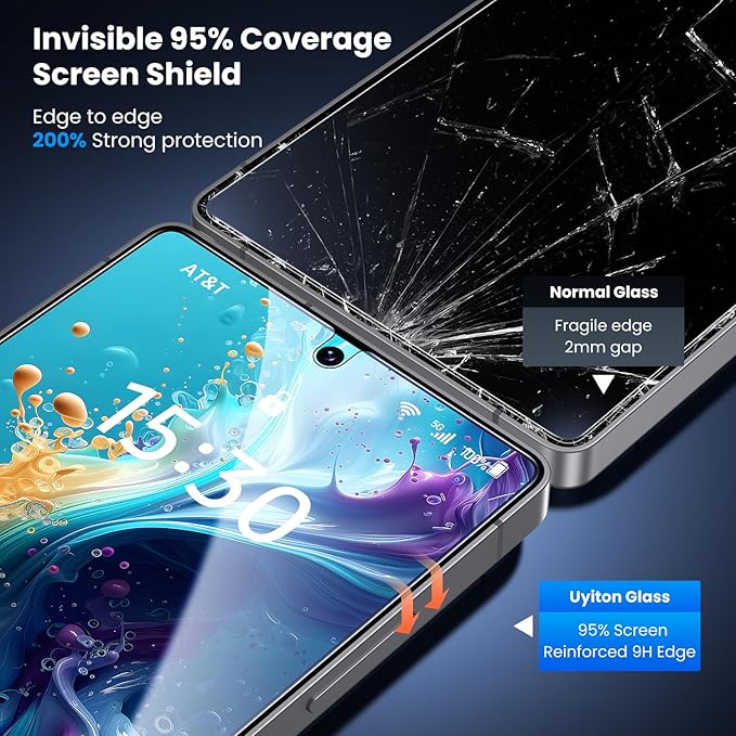 Uyiton UnBreak-Glass for Samsung Galaxy S25 Ultra Screen Protector - [Ultrasonic Fingerprint Support] Auto-Alignment Frame 9H Tempered Glass Scratch-Resistant Case-Friendly Bubble-Free, 2 Pack