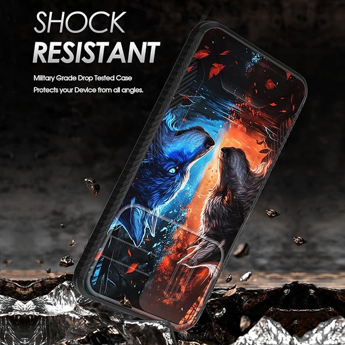 for Galaxy A17 5G Case Built in Slide Camera Lens Cover,Heavy Duty Shockproof Protection Dual Layer Case for Samsung Galaxy A17 5G 6.7" 2025,Cool Wolf