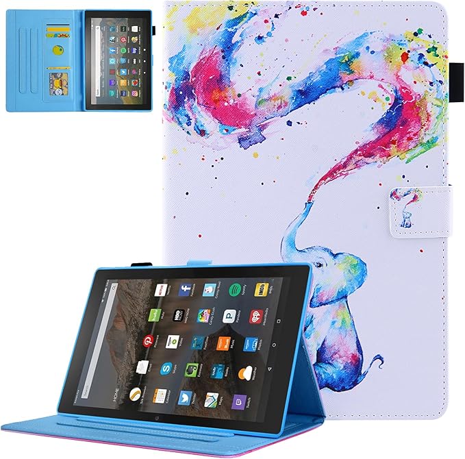 Dteck for Fire Max 11 Tablet Protective PU Leather Folio Stand Case with Auto Sleep Wake, 4 Card Slots, Lightweight Cute Elephant Case