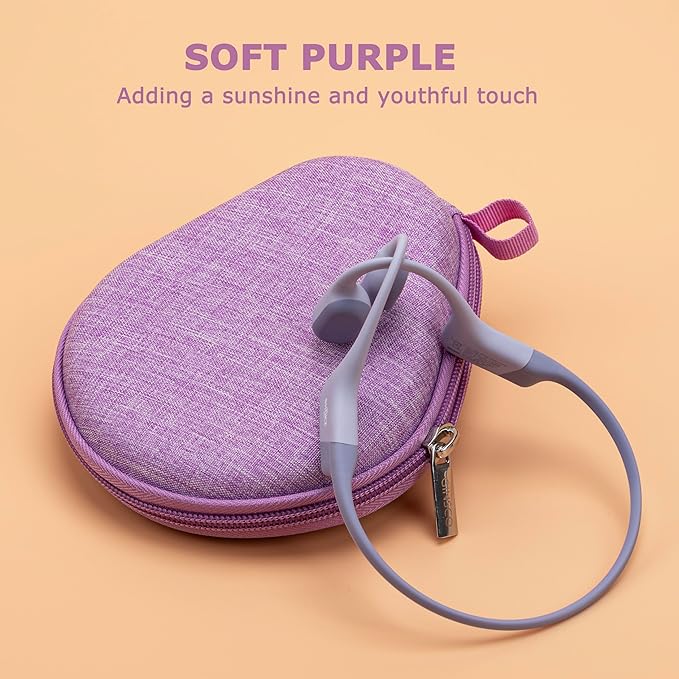 Ginsco Universal Bone Conduction Headphones Case Compatible with SHOKZ New OpenRun Pro 2/Pro 2 Mini/OpenRun/OpenSwim Open-Ear Sport Headphones, Compatible with CXK/BAICLUD/MRYTKY/Ogogrs etc (Purple)