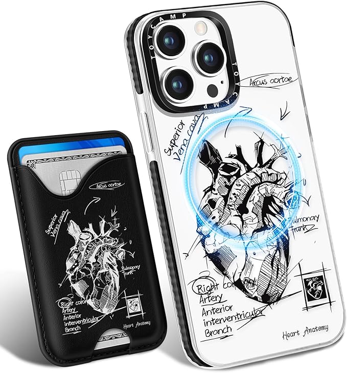 Toycamp for iPhone 15 Pro Max Case - Compatible with Magsafe Credit Card Holder Wallet Magnetic Cute Women Teen Girls Kawaii Girly Unique Strawberry Heart Phone Cover for Apple 15 Promax 6.7"