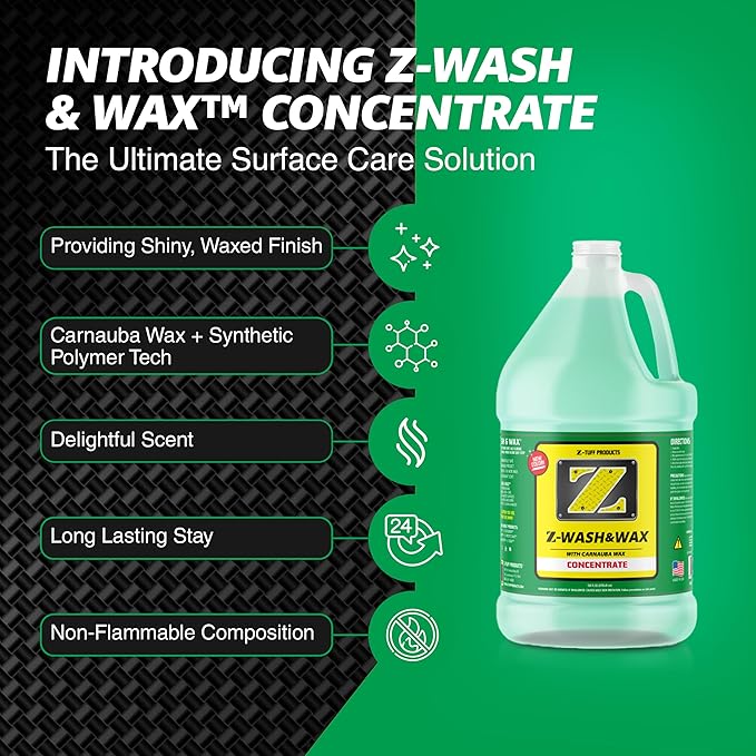 Z-TUFF PRODUCTS Wash & Wax – Ultimate Shine & Protection For Boats, RVs, and Cars – Infused with Advanced Polymer & Carnauba Wax Concentrated