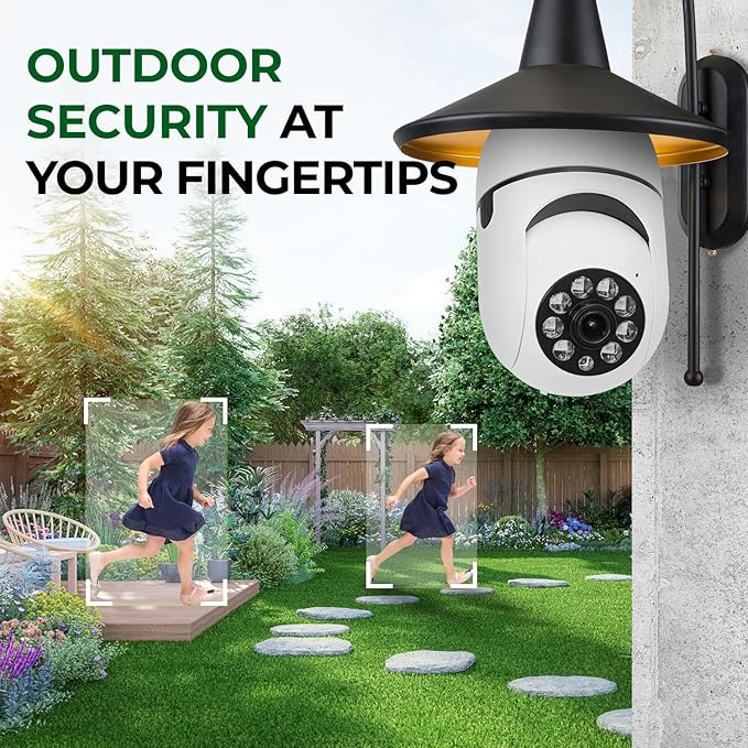 STARSCOPE Sentinel Camera Bulb - 360 HD Video Night Vision WiFi Surveillance Cameras for Outdoor Indoor, Hidden Cam Bulbs System, Motion Sensor Detection Alarm with Two-Way Audio