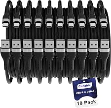 USB C Cable (8FT, 10 Pack), USB A to USB Cord, 3A Fast Charging, Braided - Image 1