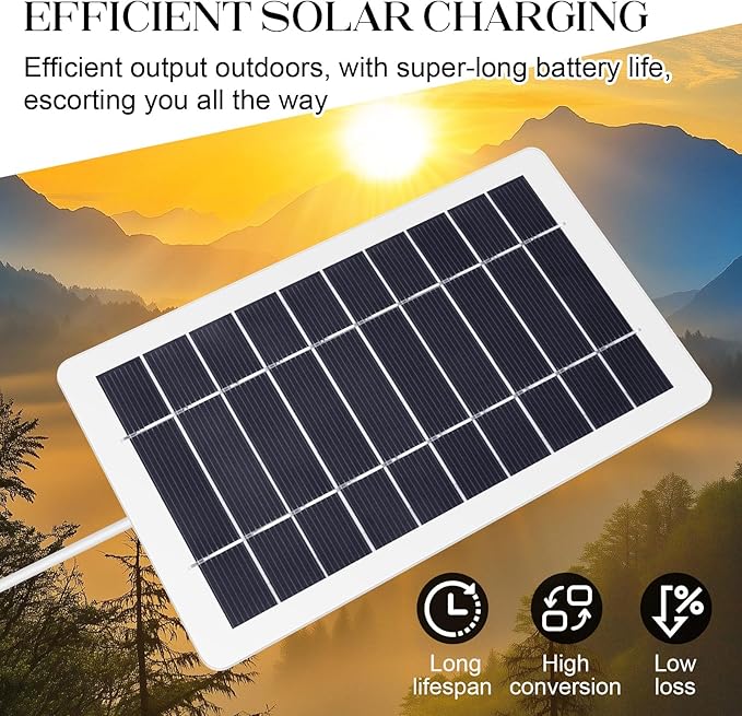 5V 5W USB Solar Panel Charger, Portable Solar Panel Kit for Camera, Cell Phone Charging, Camping, Hiking, Outdoor Travel (White 1pcs)